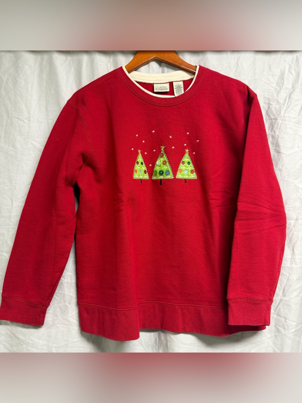 Vintage Classic Elements Red Crewneck Sweatshirt with White Trim size L